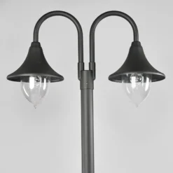 Lindby Außenleuchte Madea, grau, 2-flg., 212 cm, E27, IP44