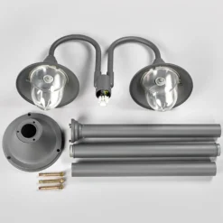 Lindby Außenleuchte Madea, grau, 2-flg., 212 cm, E27, IP44