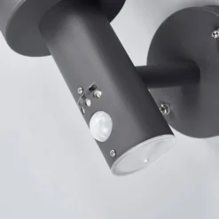 Lindby Außenwandlampe Djori, Sensor, anthrazit, Edelstahl