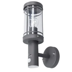 Lindby Außenwandlampe Djori, Sensor, anthrazit, Edelstahl