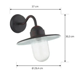 Lindby Außenwandlampe Filip, rostbraun, 30 cm, E27, IP44