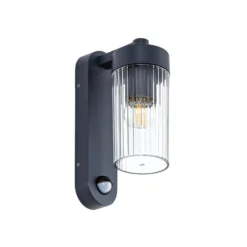 Lindby Außenwandlampe Kaliro, anthrazit, 24 cm, IP54, Sensor
