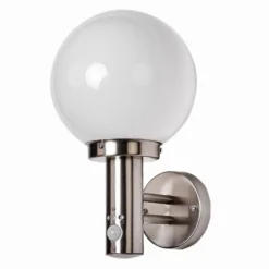 Lindby Außenwandlampe Nada, Edelstahl, Glas, Sensor, E27