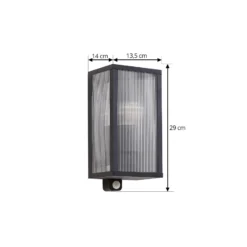 Lindby Außenwandlampe Peldar anthrazit/geriffelt 26cm Sensor