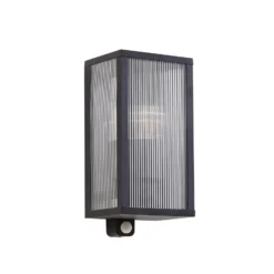 Lindby Außenwandlampe Peldar anthrazit/geriffelt 26cm Sensor