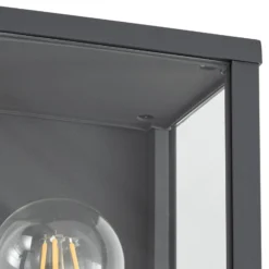 Lindby Außenwandlampe Peldar, anthrazit/klar, 26 cm, Sensor