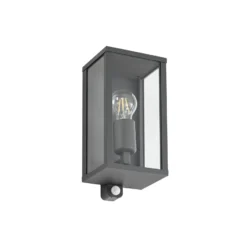 Lindby Außenwandlampe Peldar, anthrazit/klar, 26 cm, Sensor