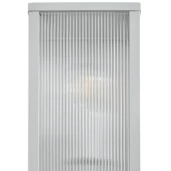 Lindby Außenwandlampe Peldar, grau/geriffelt, 26 cm, Sensor