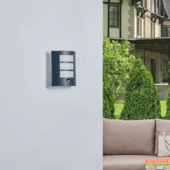 Lindby Außenwandlampe Vimal, Sensor, E27, 26 cm, Aluminium