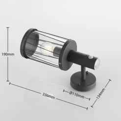 Lindby Außenwandlampe Yonan, Höhe 34 cm, anthrazit, Sensor