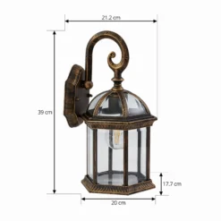 Lindby Außenwandleuchte Adelisa, gold antik, Alu, Höhe 39 cm