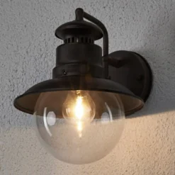 Lindby Außenwandleuchte Eddie, rostfarben, Metall, IP44, E27