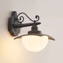 Lindby Außenwandleuchte Elinda, Höhe 29 cm, anthrazit, Glas