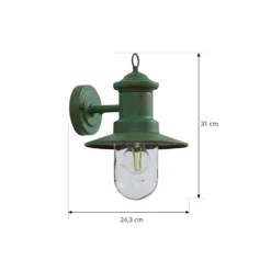 Lindby Außenwandleuchte Eloretta, 22 cm, grün, Glas, Stahl