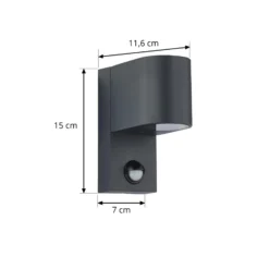 Lindby Außenwandleuchte Gelso, Alu, 15 cm, GU10, Sensor