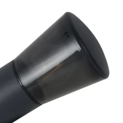 Lindby Außenwandleuchte Heulo, Ø 10,5 cm, rauchgrau, Sensor