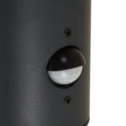 Lindby Außenwandleuchte Heulo, Ø 10,5 cm, rauchgrau, Sensor