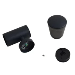 Lindby Außenwandleuchte Heulo, Ø 10,5 cm, rauchgrau, Sensor