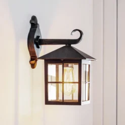 Lindby Außenwandleuchte Ida, rostfarben, Laterne, 34 cm, E27