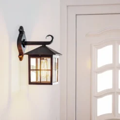 Lindby Außenwandleuchte Ida, rostfarben, Laterne, 34 cm, E27