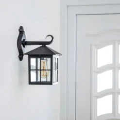 Lindby Außenwandleuchte Ida, rostfarben, Laterne, 34 cm, E27