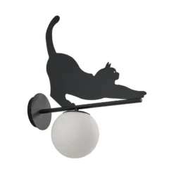 Lindby Außenwandleuchte Katti, Metall, schwarz, IP44, Katze