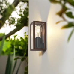 Lindby Außenwandleuchte Robigus, rostfarben, Aluminium
