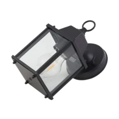 Lindby Außenwandleuchte Rurik, schwarz, Glas, Aluminium, E27