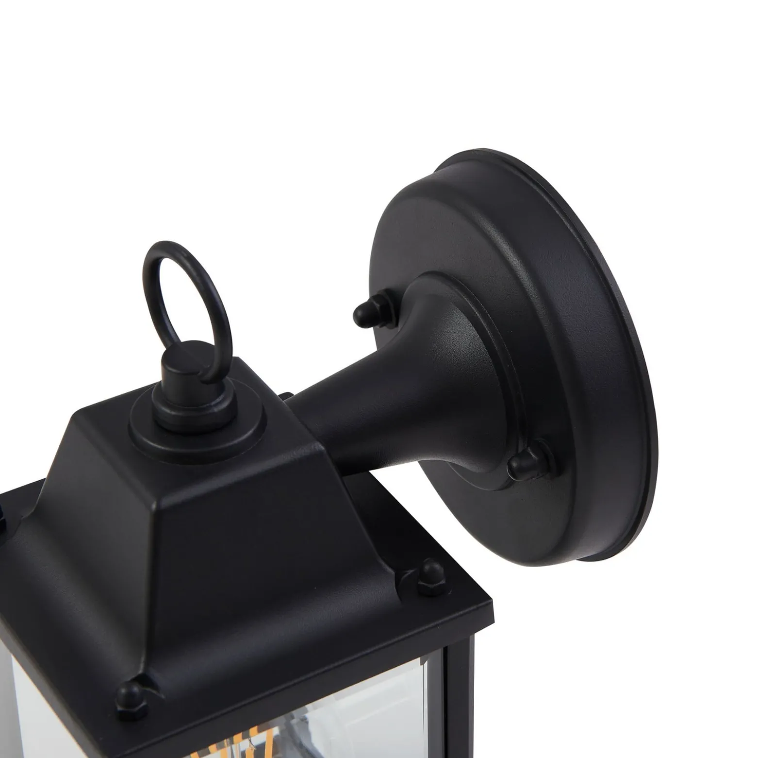 Lindby Außenwandleuchte Rurik, schwarz, Glas, Aluminium, E27