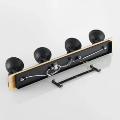 Lindby Aylis Deckenlampe, 4-flg., 82 cm, schwarz, Holz, E14