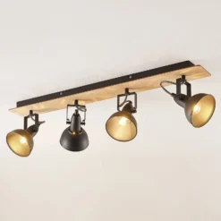 Lindby Aylis Deckenlampe, 4-flg., 82 cm, schwarz, Holz, E14