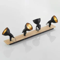 Lindby Aylis Deckenlampe, 4-flg., 82 cm, schwarz, Holz, E14