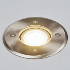 Lindby Bodeneinbauleuchte Insa, Ø11cm, Edelstahl, GU10, IP67