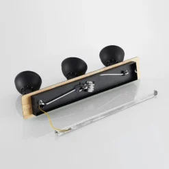 Lindby Deckenlampe Aylis, 3-flg., 60 cm, schwarz, Holz, E14