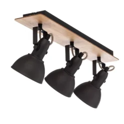 Lindby Deckenlampe Aylis, 3-flg., 60 cm, schwarz, Holz, E14