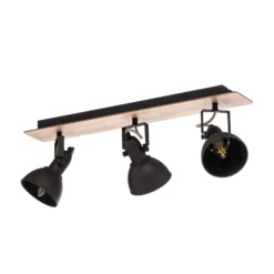 Lindby Deckenlampe Aylis, 3-flg., 60 cm, schwarz, Holz, E14