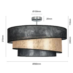 Lindby Deckenlampe Ayvira, schwarz/gold, Textil, 56 cm, E27