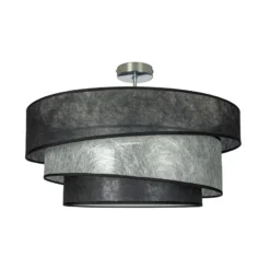 Lindby Deckenlampe Ayvira, schwarz/silber, Textil, 56cm, E27