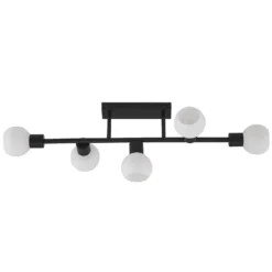 Lindby Deckenlampe Biscala, 5flg., schwarz/opal