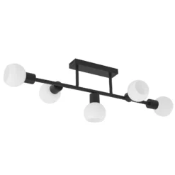 Lindby Deckenlampe Biscala, 5flg., schwarz/opal