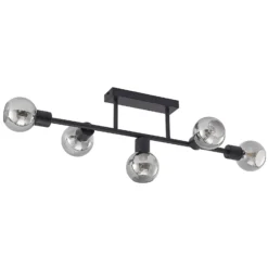 Lindby Deckenlampe Biscala, 5-flg., schwarz/rauch, E14