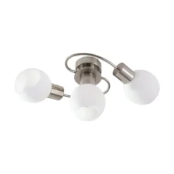 Lindby Deckenlampe Ciala, 3-flammig, nickelfarben, Glas, E14