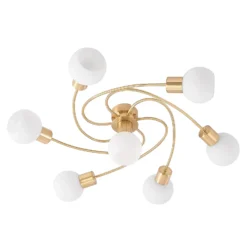 Lindby Deckenlampe Ciala, 7-flg., messingfarben, Glas, E14