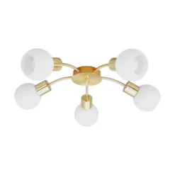 Lindby Deckenlampe Elaina, Ø54cm, 5-flg., messing, Glas, E14
