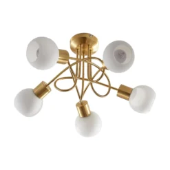 Lindby Deckenlampe Elaina, Ø50cm, 5-flg., messing, Glas, E14