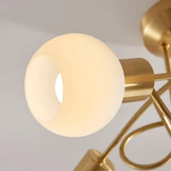 Lindby Deckenlampe Elaina, Ø50cm, 5-flg., messing, Glas, E14