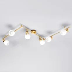 Lindby Deckenlampe Elaina, 180cm, 6-flg., messing, Glas, E14