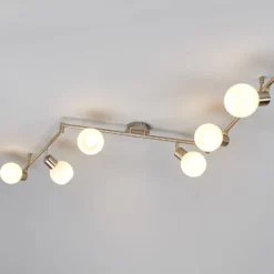 Lindby Deckenlampe Elaina, 180 cm, 6-flg., nickel, Glas, E14