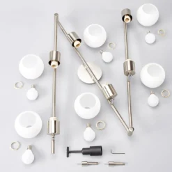Lindby Deckenlampe Elaina, 180 cm, 6-flg., nickel, Glas, E14