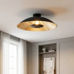 Lindby Deckenlampe Emilienne, schwarz/gold, Metall, Ø 60 cm